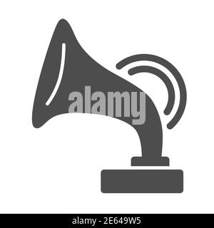 Icône solide Gramophone, concept du festival de musique, signe du Music Award sur fond blanc, icône de gramophone antique en style glyphe pour le concept mobile et le Web Illustration de Vecteur