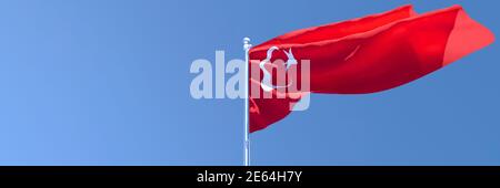 Rendu en 3D du drapeau national de la Turquie qui s'y est enorfissé le vent Banque D'Images