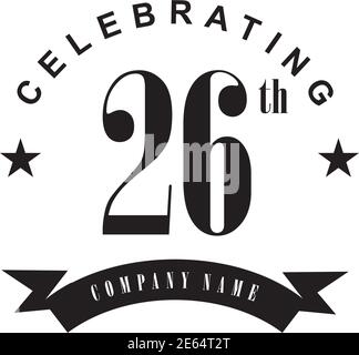 26ème anniversaire logo design modèle vectoriel Illustration de Vecteur