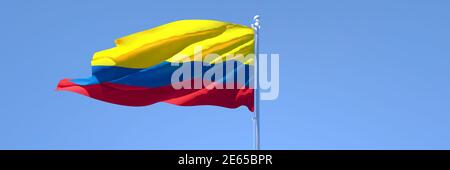 Rendu en 3D du drapeau national de la Colombie qui y est présent le vent Banque D'Images