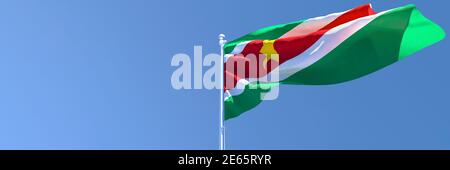 Rendu en 3D du drapeau national du Suriname le vent Banque D'Images