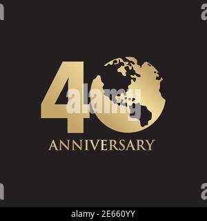 emblème du 40e anniversaire logo de luxe design modèle vectoriel Illustration de Vecteur