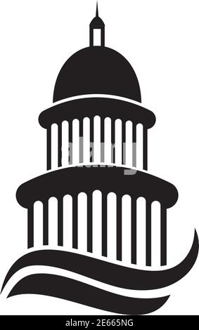 Modèle de vecteur d'inspiration pour le logo du bâtiment du Capitole Illustration de Vecteur