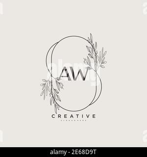 AW Beauty vector logo initial art, écriture logo de signature initiale, mariage, mode, bijoux, boutique, floral et botanique avec la température créative Illustration de Vecteur