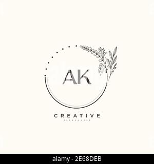 AK Beauté vecteur logo initial art, écriture logo de la signature initiale, mariage, mode, bijoux, boutique, floral et botanique avec la température créative Illustration de Vecteur