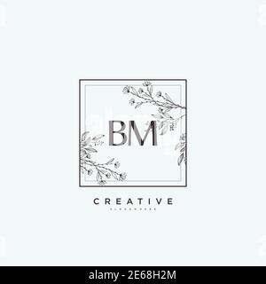 BM Beauté vecteur logo initial art, écriture logo de la signature initiale, mariage, mode, bijoux, boutique, floral et botanique avec la température créative Illustration de Vecteur
