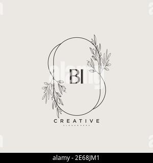 BI Beauté vecteur logo initial art, écriture logo de signature initiale, mariage, mode, bijoux, boutique, floral et botanique avec la température créative Illustration de Vecteur