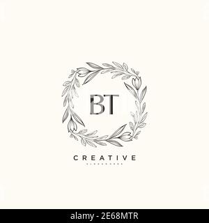 BT Beauté vecteur logo initial art, écriture logo de la signature initiale, mariage, mode, bijoux, boutique, floral et botanique avec la température créative Illustration de Vecteur