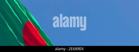 Rendu 3D du drapeau national du Bangladesh qui s'y est enorissé le vent Banque D'Images