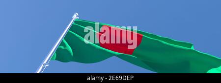 Rendu 3D du drapeau national du Bangladesh qui s'y est enorissé le vent Banque D'Images