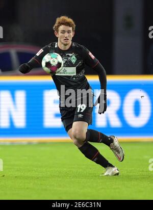 Berlin, Allemagne. 23 janvier 2021. Football: Bundesliga, Hertha BSC - Werder Bremen, Matchday 18 à Olympiastadion. Joshua Sargent de Brême en action. Credit: Soeren Stache/dpa-Zentralbild/POOL/dpa/Alay Live News Banque D'Images
