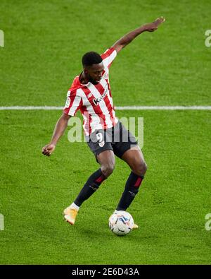 Bilbao, Espagne. 25 janvier 2021. Inaki Williams de Athletic Club en action pendant le match de la Liga entre Athletic Club Bilbao et Getafe FC joué Banque D'Images