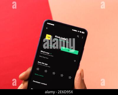 Assam, inde - 31 janvier 2021 : logo de l'application Khelo India sur l'écran du téléphone. Banque D'Images