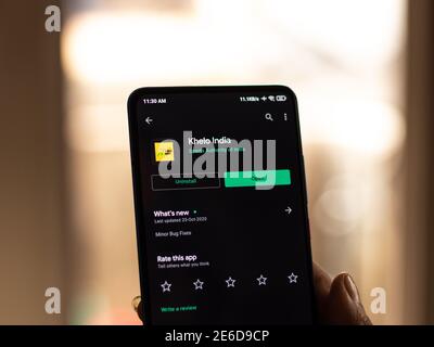 Assam, inde - 31 janvier 2021 : logo de l'application Khelo India sur l'écran du téléphone. Banque D'Images
