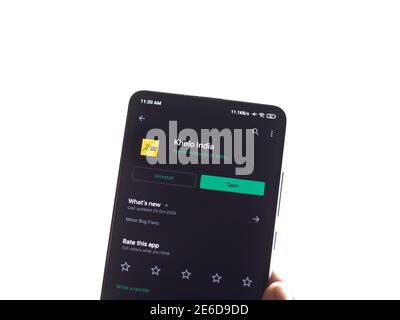 Assam, inde - 31 janvier 2021 : logo de l'application Khelo India sur l'écran du téléphone. Banque D'Images