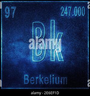 Elément chimique de Berkelium, signe avec numéro atomique et poids atomique, élément de tableau périodique Banque D'Images