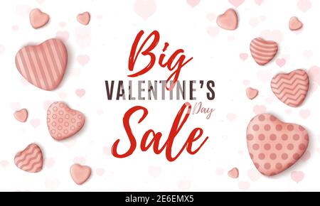 Soldes de la grande Saint-Valentin. Modèle de conception Web minimaliste sur fond blanc. Illustration de Vecteur