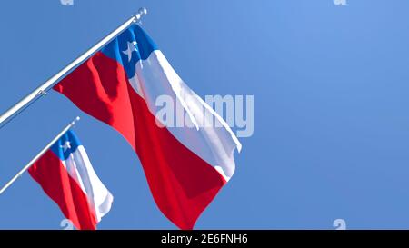 Rendu 3D du drapeau national du Chili qui s'est enorfissé le vent Banque D'Images