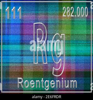 Élément chimique de Roentgenium, signe avec numéro atomique et poids atomique, élément du tableau périodique Banque D'Images