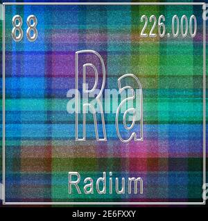 Elément chimique Radium, signe avec numéro atomique et poids atomique, élément de tableau périodique Banque D'Images