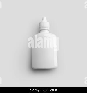 Flacon blanc brillant Mockup avec pipette, conteneur vide pour médicaments, gouttes pour les yeux, nez, pour présentation, logo. Modèle de bocaux avec appli Banque D'Images