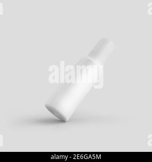 Modèle d'une bouteille en plastique blanc avec un atomiseur, avec un bouchon, flacon mat avec un aérosol pour la présentation de conception, publicité en cosmétologie, pharm Banque D'Images