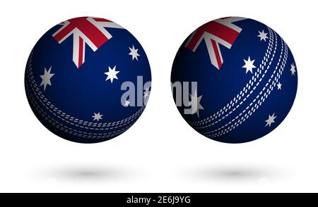 ballon de cricket dans un style réaliste aux couleurs du drapeau australien. Sports d'équipe d'été. vecteur 3d sur fond blanc Illustration de Vecteur