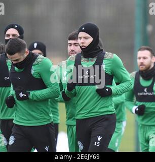 Tranent, Ormiston, East Lothian.Scotland. Royaume-Uni .29 janvier 21 Hibernian Kevin Nisbet session pour le match de championnat écossais contre Dundee Utd. Crédit : eric mccowat/Alay Live News Banque D'Images