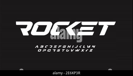 Italique gras alphabet de vitesse. Police futuriste Rocket, type minimaliste pour le logo du sport moderne et le logo des sciences de l'espace. Jeu de lettres de style action rapide Illustration de Vecteur