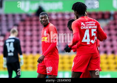 Farum, Danemark. 28 janvier 2021. Emeka Nnamani (21) du FC Nordsjaelland vu pendant le match d'essai entre le FC Nordsjaelland et Fremad Amager en droit de Dream Park à Farum. (Crédit photo: Gonzales photo – Dejan Obretkovic). Banque D'Images