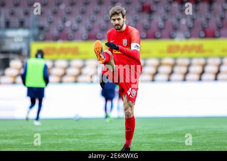 Farum, Danemark. 28 janvier 2021. Kian Hansen (4) du FC Nordsjaelland vu pendant le match d'essai entre le FC Nordsjaelland et Fremad Amager en droit de Dream Park à Farum. (Crédit photo: Gonzales photo – Dejan Obretkovic). Banque D'Images