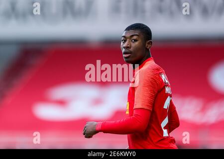 Farum, Danemark. 28 janvier 2021. Emeka Nnamani (21) du FC Nordsjaelland vu pendant le match d'essai entre le FC Nordsjaelland et Fremad Amager en droit de Dream Park à Farum. (Crédit photo: Gonzales photo – Dejan Obretkovic). Banque D'Images