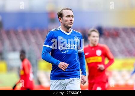 Farum, Danemark. 28 janvier 2021. Pierre Larsen (7) de Fremad Amager vu pendant le match d'essai entre le FC Nordsjaelland et Fremad Amager en droit de Dream Park à Farum. (Crédit photo: Gonzales photo – Dejan Obretkovic). Banque D'Images