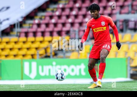 Farum, Danemark. 28 janvier 2021. Tochi Chukwuani (45) du FC Nordsjaelland vu pendant le match d'essai entre le FC Nordsjaelland et Fremad Amager dans le droit à Dream Park à Farum. (Crédit photo: Gonzales photo – Dejan Obretkovic). Banque D'Images