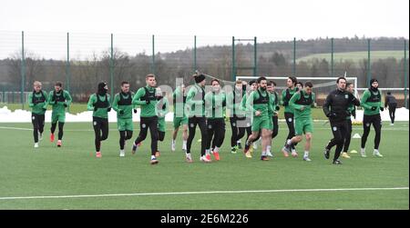 Tranent, Ormiston, East Lothian.Scotland. Royaume-Uni .29 janvier 21 session d'entraînement Hibernian pour le match de championnat écossais contre Dundee Utd. Crédit : eric mccowat/Alay Live News Banque D'Images