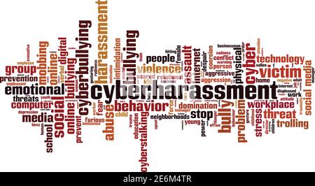 Concept de cyberharcèlement en nuage de mots. Collage de mots sur le cyberharcèlement. Illustration vectorielle Illustration de Vecteur
