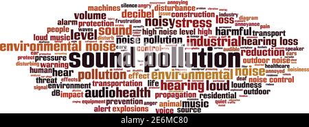 Concept de nuage de pollution sonore. Collage de mots sur la pollution sonore. Illustration vectorielle Illustration de Vecteur