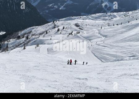 Piste de ski à la Rosière en France. Paysage d'hiver des Alpes. Banque D'Images