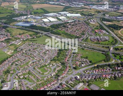 Vue aérienne du domaine industriel au nord-est de la J28 de la M1 à South Normanton, près d'Alfreton, Derbyshire, Royaume-Uni Banque D'Images