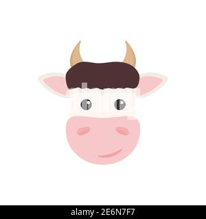 Icône tête de vache. Ferme animal plat. Vecteur isolé sur fond blanc Illustration de Vecteur