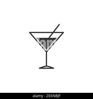 Icône en verre Martini. Symbole boisson cocktail. Silhouette d'alcool vecteur isolée sur blanc Illustration de Vecteur