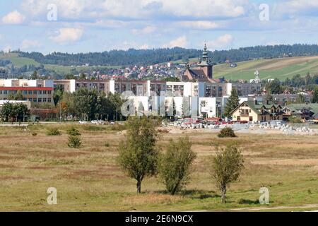 Panoramic view of Nowy Targ city in Poland. Stock Photo