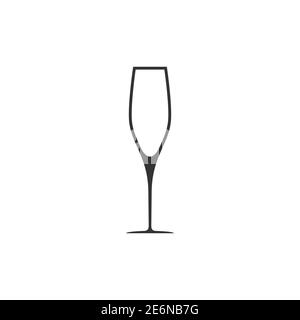 Icône en verre de champagne. Silhouette de boisson de fête. Vecteur isolé sur blanc Illustration de Vecteur