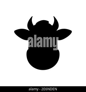 Icône tête de vache. Silhouette noire d'animal de ferme. Vecteur isolé sur fond blanc Illustration de Vecteur