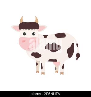 Adorable farce à la vache. Animal de dessin animé de ferme. Illustration vectorielle isolée sur blanc Illustration de Vecteur