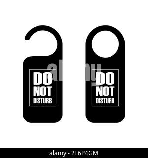 L'affiche « ne pas déranger » est noire. Chambre d'hôtel. Vecteur sur arrière-plan isolé. SPE 10. Illustration de Vecteur