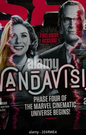 Wandavision sur la chaîne Disney plus avec Elizabeth Olsen et Paul Bettany Banque D'Images