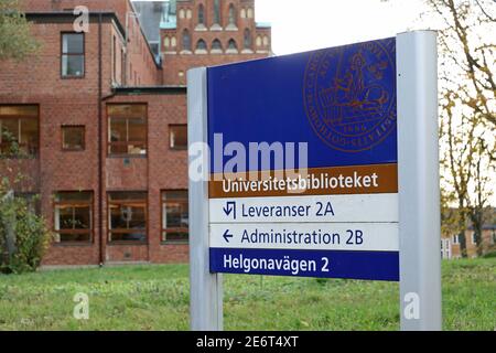 LUND, SUÈDE- 28 OCTOBRE 2019 : Bibliothèque de l'Université de Lund. Banque D'Images