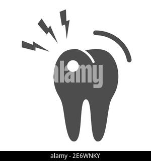 Brosse à dents icône solide, concept de soins dentaires, porte-dents avec signe de foudre sur fond blanc, icône de cure-dents en style glyphe pour le concept mobile et le Web Illustration de Vecteur