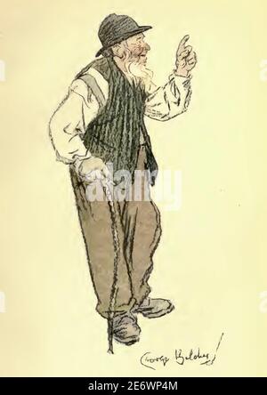 Illustration George Belcher d'époque intitulée The Cottage Father Banque D'Images
